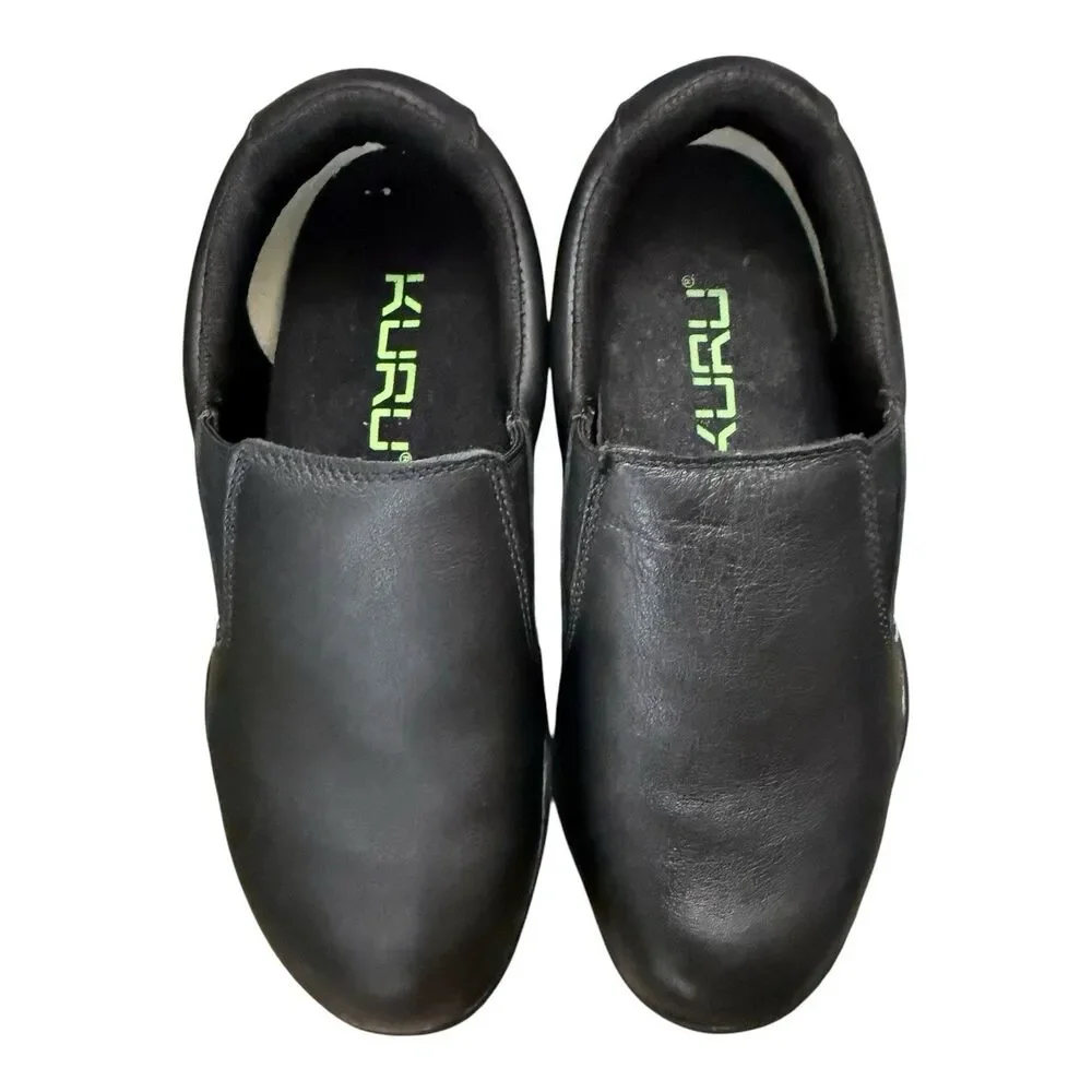 Kuru Kivi Women Black Comfort Leather Slip On Loafers Size 8 W Walking Workwear